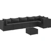 Image de vidaXL Ensemble salon de jardin 7 pièces avec coussins noir poly rotin