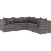 Image de vidaXL Ensemble de salon de jardin 5 pièces avec coussins Gris Poly rotin