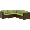 Image de vidaXL Ensemble de salon de jardin 5 pièces avec coussins Marron Poly Rattan