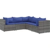 Image de vidaXL Ensemble de salon de jardin 5 pièces avec coussins Gris Poly rotin