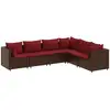Image de vidaXL Ensemble salon de jardin 6 pièces avec coussins Marron Poly rotin