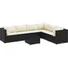Image de vidaXL Ensemble salon de jardin 7 pièces avec coussins noir poly rotin