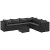 Image de vidaXL Ensemble salon de jardin 7 pièces avec coussins noir poly rotin