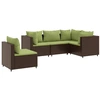 Image de vidaXL Ensemble de salon de jardin 5 pièces avec coussins Marron Poly Rattan