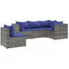 Image de vidaXL Ensemble de salon de jardin 5 pièces avec coussins Gris Poly rotin