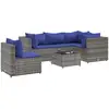 Image de vidaXL Ensemble salon de jardin 6 pièces avec coussins Gris Poly rotin