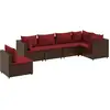 Image de vidaXL Ensemble salon de jardin 6 pièces avec coussins Marron Poly rotin