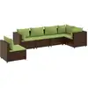 Image de vidaXL Ensemble salon de jardin 6 pièces avec coussins Marron Poly rotin