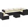 Image de vidaXL Ensemble salon de jardin 7 pièces avec coussins noir poly rotin