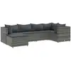 Image de vidaXL Ensemble salon de jardin 6 pièces avec coussins Gris Poly rotin