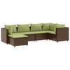 Image de vidaXL Ensemble salon de jardin 6 pièces avec coussins Marron Poly rotin