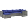 Image de vidaXL Ensemble salon de jardin 6 pièces avec coussins Gris Poly rotin