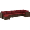 Image de vidaXL Ensemble de salon de jardin 7 pièces avec coussins Marron Poly Rattan