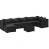 Image de vidaXL Ensemble salon de jardin 8 pièces avec coussins noir poly rotin