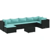 Image de vidaXL Ensemble salon de jardin 8 pièces avec coussins noir poly rotin