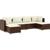 Image de vidaXL Ensemble salon de jardin 6 pièces avec coussins Marron Poly rotin
