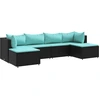 Image de vidaXL Ensemble salon de jardin 6 pièces avec coussins noir poly rotin