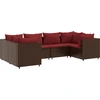 Image de vidaXL Ensemble salon de jardin 6 pièces avec coussins Marron Poly rotin