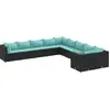 Image de vidaXL Ensemble de 10 canapés de jardin avec coussins noir poly rotin