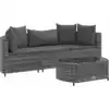 Image de vidaXL Ensemble de salon de jardin 4 pièces avec coussins Gris Poly rotin
