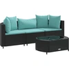 Image de vidaXL Ensemble de salon de jardin 4 pièces avec coussins noir poly rotin