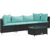 Image de vidaXL Ensemble de salon de jardin 5 pièces avec coussins noir poly rotin
