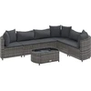 Image de vidaXL Ensemble de salon de jardin 7 pièces avec coussins Gris Poly rotin