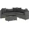 Image de vidaXL Ensemble de salon de jardin 6 pièces avec coussins Gris Poly rotin