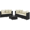 Image de vidaXL Ensemble de salon de jardin 6 pièces avec coussins noir poly rotin