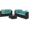 Image de vidaXL Ensemble de salon de jardin 6 pièces avec coussins noir poly rotin