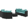 Image de vidaXL Ensemble de salon de jardin 7 pièces avec coussins noir poly rotin