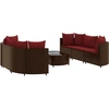 Image de vidaXL Ensemble de salon de jardin 7 pièces avec coussins Marron Poly rotin