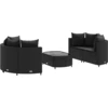 Image de vidaXL Ensemble de salon de jardin 5 pièces avec coussins noir poly rotin