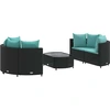 Image de vidaXL Ensemble de salon de jardin 5 pièces avec coussins noir poly rotin