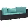Image de vidaXL Ensemble de salon de jardin 3 pièces avec coussins noir poly rotin