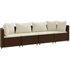 Image de vidaXL Ensemble de salon de jardin 4 pièces avec coussins Marron Poly Rattan