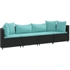 Image de vidaXL Ensemble de salon de jardin 4 pièces avec coussins noir poly rotin