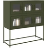 Image de vidaXL Sideboard vert olive 100,5x39x107 cm Acier laminé à froid
