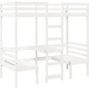 Image de vidaXL Lit surélevé avec bureau & chaises Blanc 80x200 cm pin