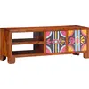 Image de vidaXL Armoire TV Multicolore 110x30x40 cm Bois massif Acacia