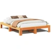 Image de vidaXL Lit en bois massif, sans matelas, en pin brun ciré 160x200