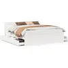 Image de vidaXL Lit en bois massif sans matelas avec tête de lit blanc 200x200 cm