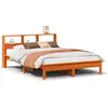 Image de vidaXL Lit en bois massif avec étagère sans matelas brun cireux 120x200 cm