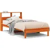 Image de vidaXL Lit en bois massif avec étagère sans matelas brun cireux 90x200 cm