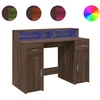 Image de vidaXL Bureau LED brun imitation chêne 120x55x91 Matériau dérivé du bois