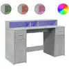 Image de vidaXL Bureau LED gris béton 140x55x91 cm Bois composite