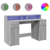 Image de vidaXL Bureau LED gris Sonoma 140x55x91 cm Bois composite