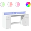 Image de vidaXL Bureau LED blanc 160x55x91 cm bois composite