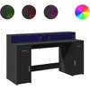 Image de vidaXL Bureau LED noir 160x55x91 cm bois composite