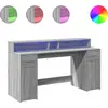 Image de vidaXL Bureau LED gris Sonoma 160x55x91 cm Bois composite